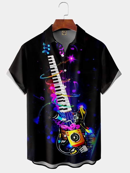 Rock Roll Music Guitar Chest Pocket Short Sleeve Casual Shirt, Black, Short Sleeve Shirts
Rock Roll Music Guitar Chest Pocket Short Sleeve Casual Shirt, Black, Short Sleeve Shirts