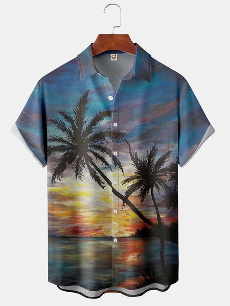 Coconut Tree Art Painting Chest Pocket Short Sleeve Hawaiian Shirt, Blue, Men Shirts
Coconut Tree Art Painting Chest Pocket Short Sleeve Hawaiian Shirt, Blue, Men Shirts