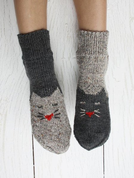 Casual Wool Contrast Cat Pattern Asymmetric Socks Floor Socks Home Accessories, Gray, Socks
Casual Wool Contrast Cat Pattern Asymmetric Socks Floor Socks Home Accessories, Gray, Socks