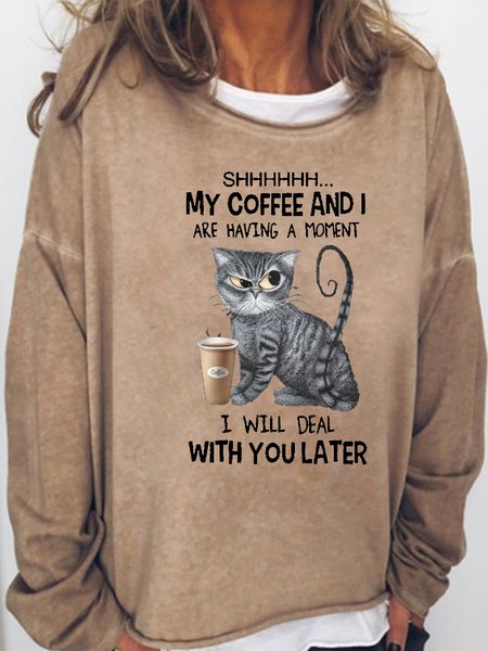 Womens Black Cat Shh My Coffee And I Are Having A Moment funny Casual Sweatshirt, Light brown, Hoodies&Sweatshirts
Womens Black Cat Shh My Coffee And I Are Having A Moment funny Casual Sweatshirt, Light brown, Hoodies&Sweatshirts
