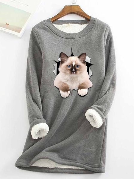 Women Funny Cat 3D print Simple Loose Sweatshirt, Deep gray, Hoodies&Sweatshirts
Women Funny Cat 3D print Simple Loose Sweatshirt, Deep gray, Hoodies&Sweatshirts