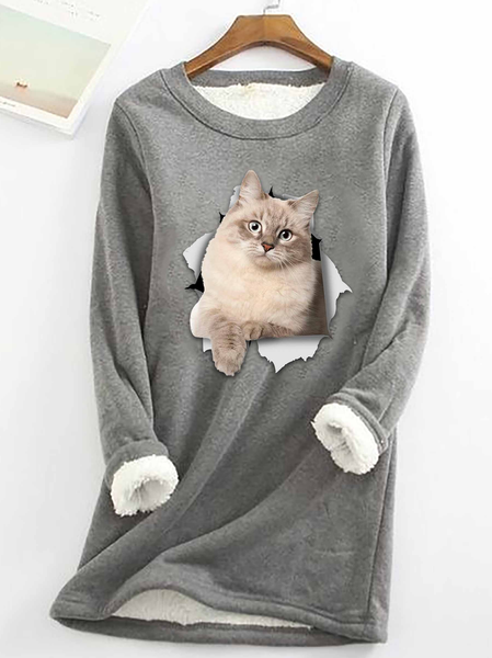 Women Funny 3D Print Cat Simple Warmth Fleece Sweatshirt, Deep gray, Hoodies&Sweatshirts
Women Funny 3D Print Cat Simple Warmth Fleece Sweatshirt, Deep gray, Hoodies&Sweatshirts