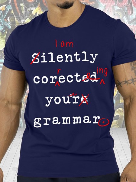 Mens I Am Ilence Correcting Your Grammar Funny Graphic Print Casual Text Letters Cotton T-Shirt, Purplish blue, T-shirts
Mens I Am Ilence Correcting Your Grammar Funny Graphic Print Casual Text Letters Cotton T-Shirt, Purplish blue, T-shirts