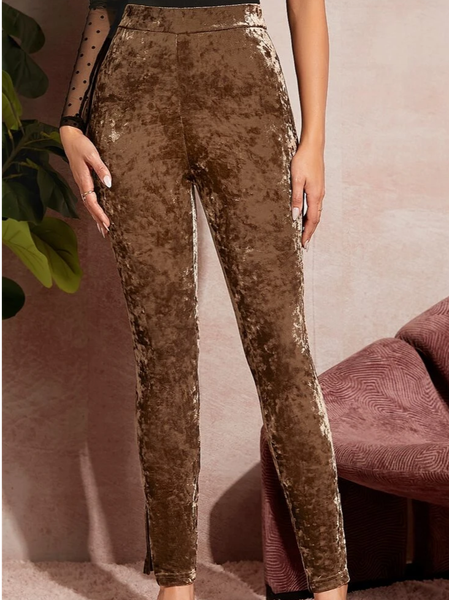 Pleuche Fashion Pants, Deep brown, Bottoms