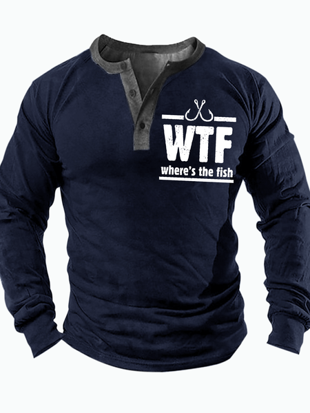 Men Wtf Where’s The Fish Half Open Collar Casual Sweatshirt, Deep blue, Long Sleeves
Men Wtf Where’s The Fish Half Open Collar Casual Sweatshirt, Deep blue, Long Sleeves