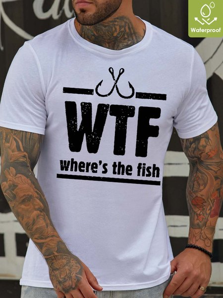 Men Wtf Where’s The Fish Waterproof Oilproof And Stainproof Fabric Crew Neck Loose Casual T-Shirt, White, T-shirts
Men Wtf Where’s The Fish Waterproof Oilproof And Stainproof Fabric Crew Neck Loose Casual T-Shirt, White, T-shirts