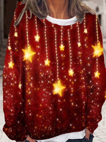 Womens Christmas Red Falling Stars Printed Crew Neck Casual Sweatshirt, As picture, Hoodies&Sweatshirts
Womens Christmas Red Falling Stars Printed Crew Neck Casual Sweatshirt, As picture, Hoodies&Sweatshirts