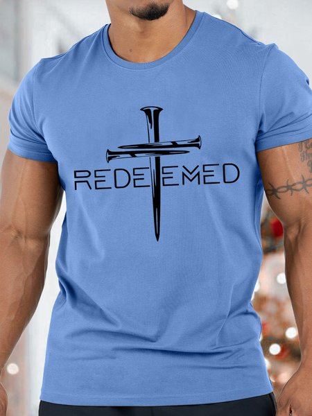 Men's Redeemeo Cross Funny Graphic Print Text Letters Cotton Casual T-Shirt, Blue, T-shirts
Men's Redeemeo Cross Funny Graphic Print Text Letters Cotton Casual T-Shirt, Blue, T-shirts