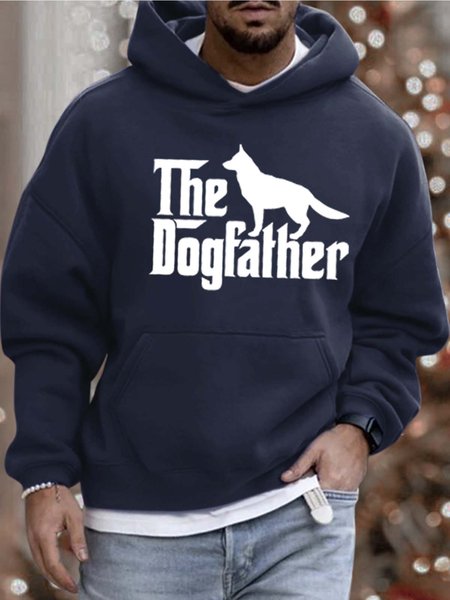 Men’s The DogFather Dog And People Hoodie Animal Casual Sweatshirt, Deep blue, Hoodies&Sweatshirts