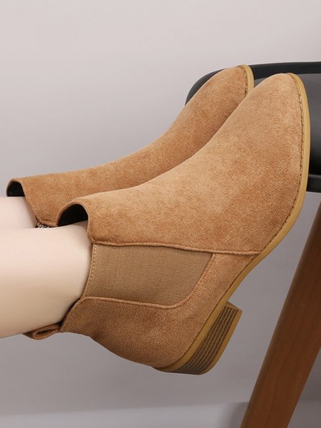 Anti-Suede Casual Chelsea Ankle Boots, Khaki, Boots
