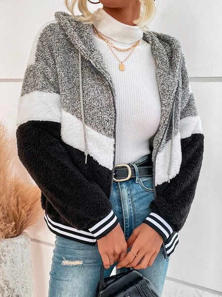 Color Block Hoodie Fluff/Granular Fleece Fabric Casual Jacket, Multicolor, Outerwear
Color Block Hoodie Fluff/Granular Fleece Fabric Casual Jacket, Multicolor, Outerwear
