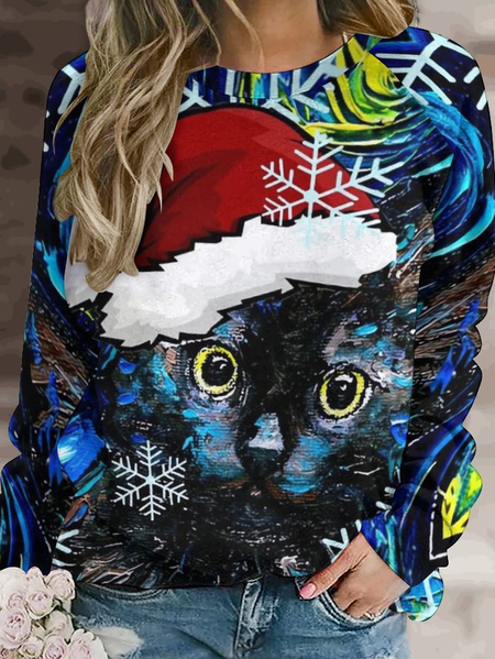 Women's Funny Cat Christmas Loose Crew Neck Simple Sweatshirt, Blue, Hoodies&Sweatshirts
Women's Funny Cat Christmas Loose Crew Neck Simple Sweatshirt, Blue, Hoodies&Sweatshirts
