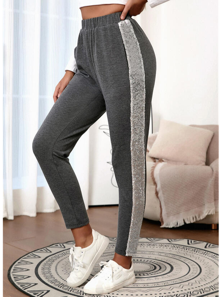 Plain Loose Casual Casual Pants, Gray, Pants