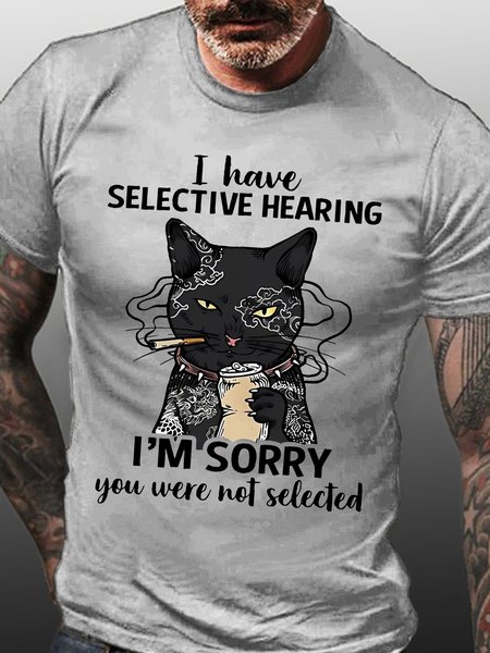 Men's Funny Word I have selective hearing Black Cat Crew Neck T-Shirt, Light gray, T-shirts
Men's Funny Word I have selective hearing Black Cat Crew Neck T-Shirt, Light gray, T-shirts