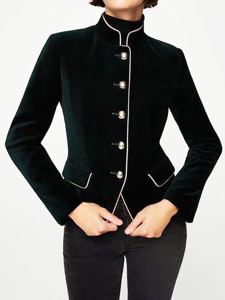 Color Block Regular Fit Urban Color Block Stand Collar Long sleeve Jacket, Darkgreen, Jackets