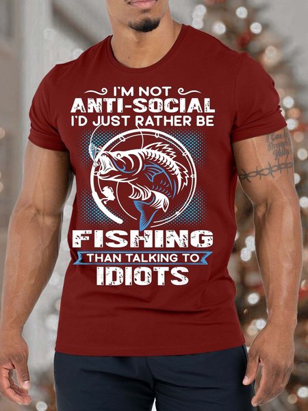 Men’s I’m Not Anti-social I’d Just Pather Be Fishing Than Talking To Idiots Text Letters Crew Neck Casual Fit T-Shirt, Red, T-shirts
Men’s I’m Not Anti-social I’d Just Pather Be Fishing Than Talking To Idiots Text Letters Crew Neck Casual Fit T-Shirt, Red, T-shirts