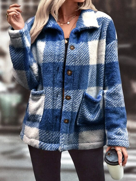 Loose Colorblock Fluff/Granular Fleece Fabric Casual Teddy Coat, Blue, Outerwear
Loose Colorblock Fluff/Granular Fleece Fabric Casual Teddy Coat, Blue, Outerwear