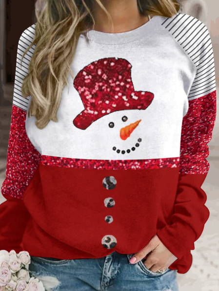 Women's Christmas Snowman Crew Neck Casual Sweatshirt, As picture, Hoodies&Sweatshirts 
Women's Christmas Snowman Crew Neck Casual Sweatshirt, As picture, Hoodies&Sweatshirts