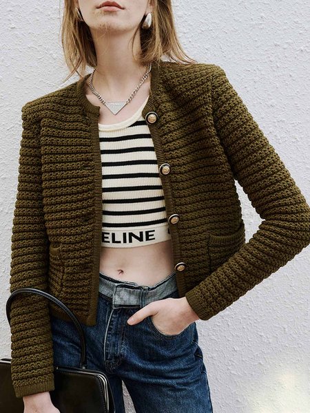 Long sleeve Crew Neck Simple Acrylic Plain Sweater Coat, As picture, Cardigans
Long sleeve Crew Neck Simple Acrylic Plain Sweater Coat, As picture, Cardigans