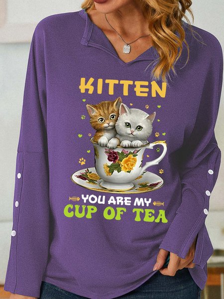 Women’s Kitten You Are My Cup Of Tea Cats Regular Fit Casual Shawl Collar Sweatshirt, Purple, Hoodies&Sweatshirts
Women’s Kitten You Are My Cup Of Tea Cats Regular Fit Casual Shawl Collar Sweatshirt, Purple, Hoodies&Sweatshirts