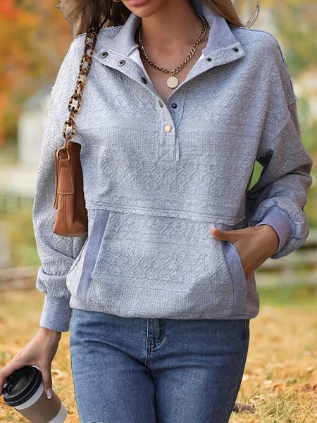 Kangaroo Pocket Drop Shoulder Sweatshirt, Gray, Hoodies & Sweatshirts