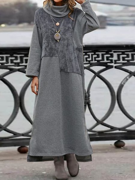 Granular fleece fabric Casual Regular Fit Split Joint Plain Dress, Gray, Maxi Dresses
Granular fleece fabric Casual Regular Fit Split Joint Plain Dress, Gray, Maxi Dresses
