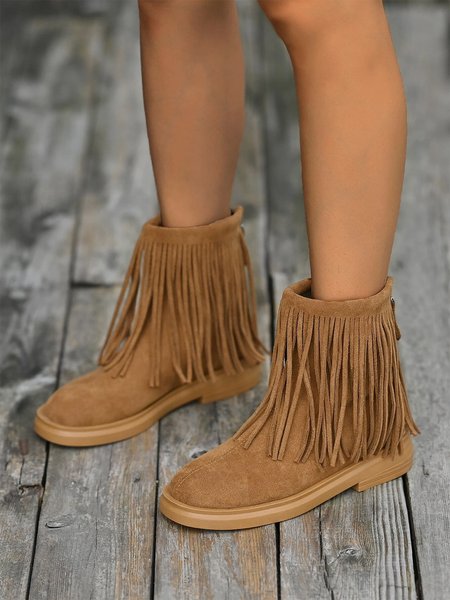 Womens's Faux Suede Fringe Trim Boots with Back Zipper, Yellow brown, Boots
Womens's Faux Suede Fringe Trim Boots with Back Zipper, Yellow brown, Boots