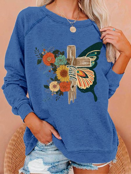 Women's Faith Graphic Retro Floral Christian Butterfly Crew Neck Sweatshirt, Blue, Hoodies&Sweatshirts
Women's Faith Graphic Retro Floral Christian Butterfly Crew Neck Sweatshirt, Blue, Hoodies&Sweatshirts