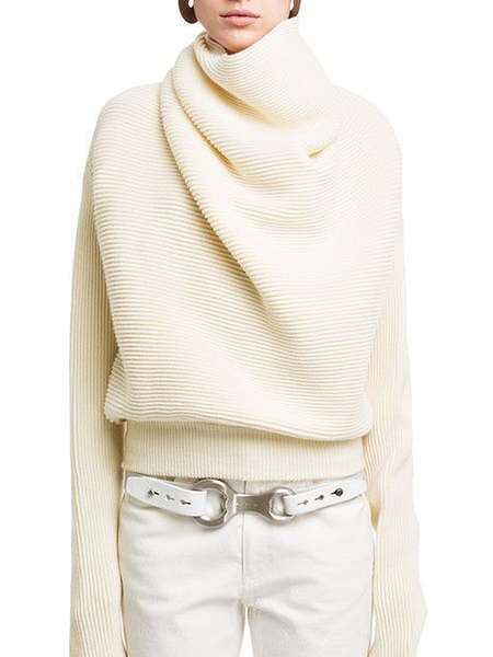 Regular Fit Elegant Wool/Knitting Sweater, White, Pullovers