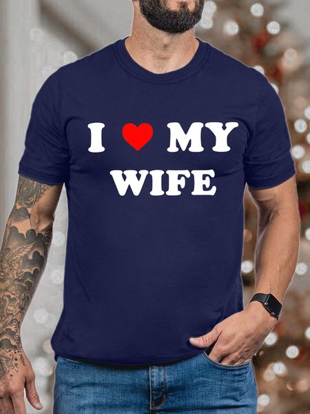 Men's I Love My Wife Funny Valentine's Day Graphics Print Text Letters Cotton Loose Casual T-Shirt, Purplish blue, T-shirts
Men's I Love My Wife Funny Valentine's Day Graphics Print Text Letters Cotton Loose Casual T-Shirt, Purplish blue, T-shirts