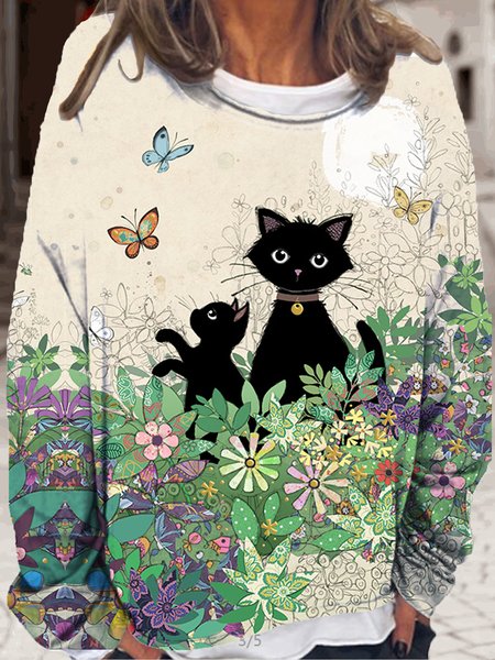 Women‘s Balck Cat Print Casual Crew Neck Sweatshirt, As picture, Hoodies&Sweatshirts
Women‘s Balck Cat Print Casual Crew Neck Sweatshirt, As picture, Hoodies&Sweatshirts