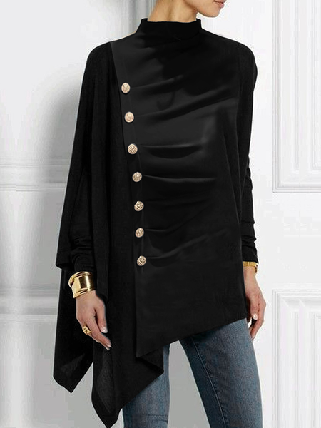 High Elasticity Loose Stand Collar Long sleeve Urban Top, Black, Blouses and Shirts
High Elasticity Loose Stand Collar Long sleeve Urban Top, Black, Blouses and Shirts
