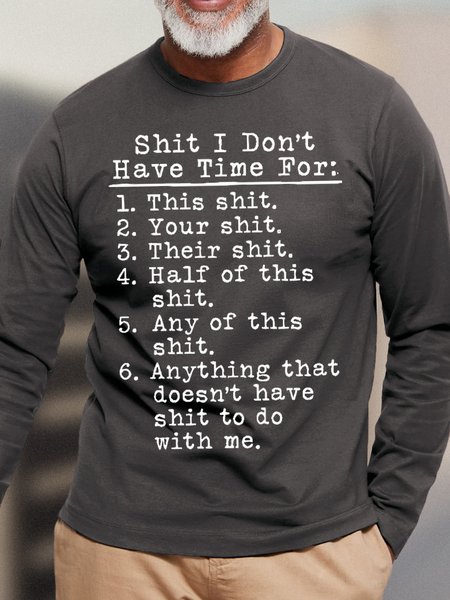 Men's I Don't Have Time Funny Graphics Print Text Letters Casual Cotton Crew Neck Top, Deep gray, Long Sleeves
Men's I Don't Have Time Funny Graphics Print Text Letters Casual Cotton Crew Neck Top, Deep gray, Long Sleeves