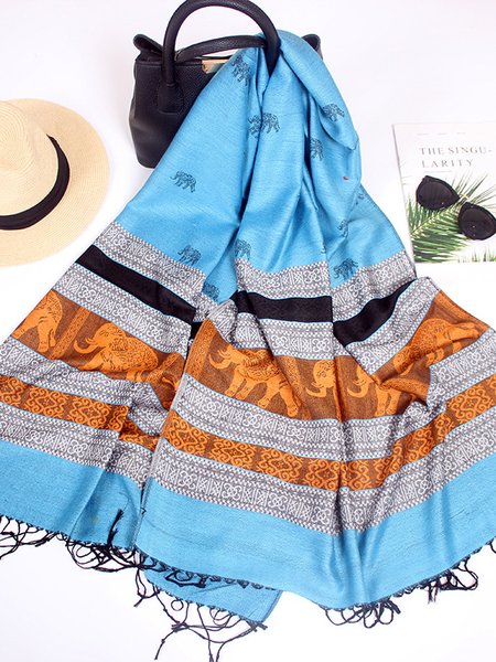 Boho Striped Elephant Pattern Silk Scarf Vintage Ethnic Vacation Beach Accessories, Blue, Accessories
Boho Striped Elephant Pattern Silk Scarf Vintage Ethnic Vacation Beach Accessories, Blue, Accessories
