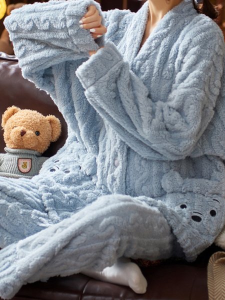 Flannel Cartoon Bear Big Pocket Pajamas Long Sleeve Pants Loungewear Set Plus Size, Light blue, Loungewear & Sleepwear
Flannel Cartoon Bear Big Pocket Pajamas Long Sleeve Pants Loungewear Set Plus Size, Light blue, Loungewear & Sleepwear