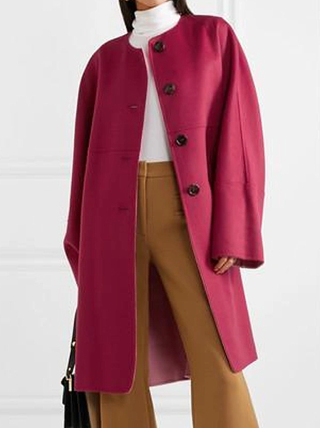 Simple Crew Neck Overcoat, Rose red, Coats
Simple Crew Neck Overcoat, Rose red, Coats