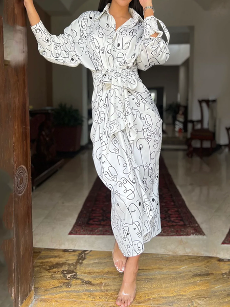 Urban Regular Fit Abstract Shirt Collar Long sleeve Long Dress, White, Maxi Dresses
Urban Regular Fit Abstract Shirt Collar Long sleeve Long Dress, White, Maxi Dresses