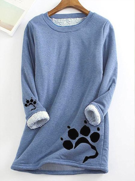 Casual Long sleeve Loose Sweatshirt, Light blue, Hoodies&Sweatshirts