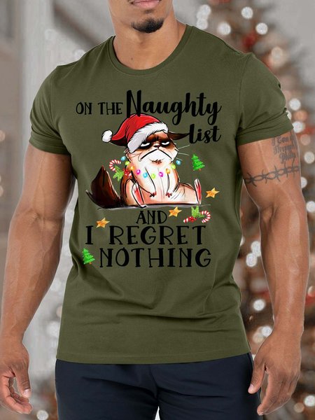 

Men’s On The Naughty List And I Regret Nothing Casual Fit T-Shirt, Army green, T-shirts