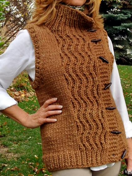 Loose Knitting Asymmetrical Casual Vest, Coffee, Vests & Gilets