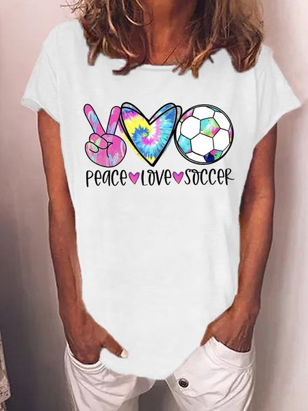 Women's Peace Love Soccer World Cup 2022 Funny Graphic PrintLoose Crew Neck Casual T-Shirt, White, T-shirts
Women's Peace Love Soccer World Cup 2022 Funny Graphic PrintLoose Crew Neck Casual T-Shirt, White, T-shirts