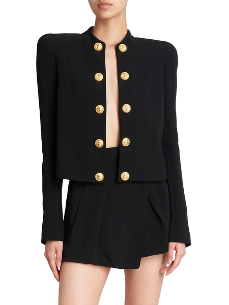 Plain Simple Regular Fit Crew Neck Jacket, Black, Jackets