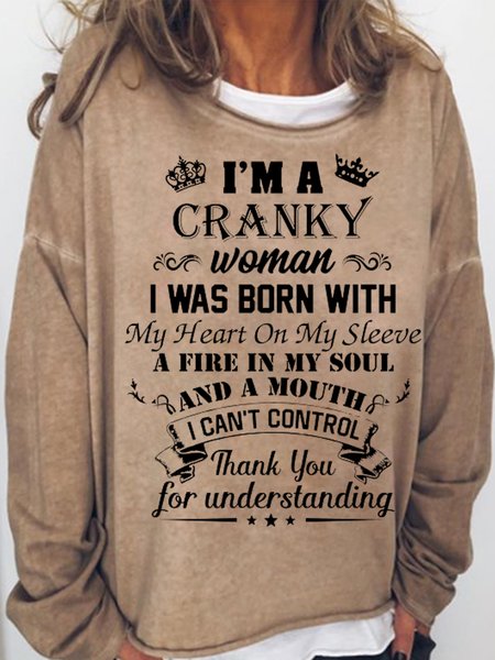 Women's Funny I'm A Cranky Woman Crew Neck Casual Letters Top, Light brown, Hoodies&Sweatshirts
Women's Funny I'm A Cranky Woman Crew Neck Casual Letters Top, Light brown, Hoodies&Sweatshirts