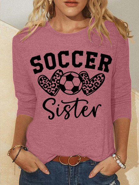 Women’s Soccer Sister Leopard Heart Regular Fit Simple Text Letters Long Sleeve Top, Pink, Long sleeves
Women’s Soccer Sister Leopard Heart Regular Fit Simple Text Letters Long Sleeve Top, Pink, Long sleeves