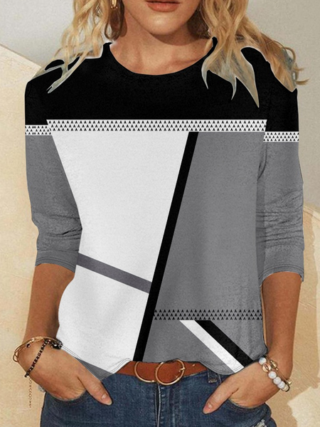 Women's Abstract Crew Neck Regular Fit Simple Long Sleeve Top, Gray, Long sleeves
Women's Abstract Crew Neck Regular Fit Simple Long Sleeve Top, Gray, Long sleeves
