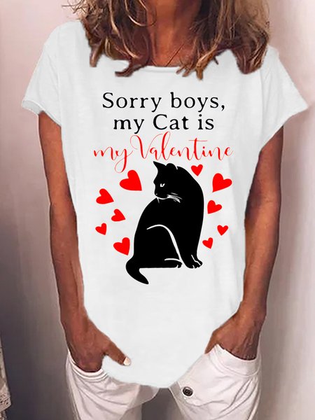 Women's Sorry Boys My Cat Is My Valentine Love Funny Graphic Print Cotton-Blend Cat Casual Loose T-Shirt, White, T-shirts
Women's Sorry Boys My Cat Is My Valentine Love Funny Graphic Print Cotton-Blend Cat Casual Loose T-Shirt, White, T-shirts