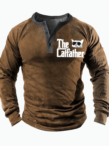 Men's The Cat Father Black Cat Funny Graphic Print Half Turtleneck Regular Fit Casual Top, Khaki, Long Sleeves
Men's The Cat Father Black Cat Funny Graphic Print Half Turtleneck Regular Fit Casual Top, Khaki, Long Sleeves