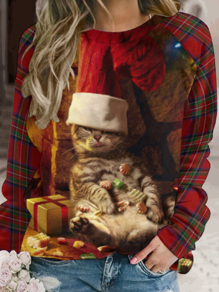 Women's Cute Christmas Lazy Cat Crew Neck Sweatshirt, As picture, Hoodies&Sweatshirts
Women's Cute Christmas Lazy Cat Crew Neck Sweatshirt, As picture, Hoodies&Sweatshirts