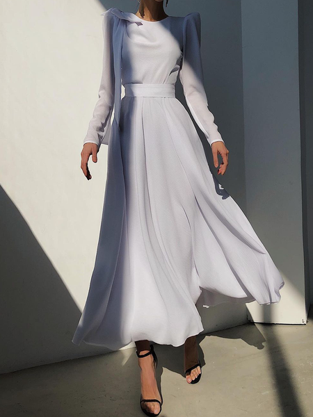 Regular Fit Plain Elegant Crew Neck Long sleeve Long Party Dress, Light blue, Maxi Dresses
Regular Fit Plain Elegant Crew Neck Long sleeve Long Party Dress, Light blue, Maxi Dresses