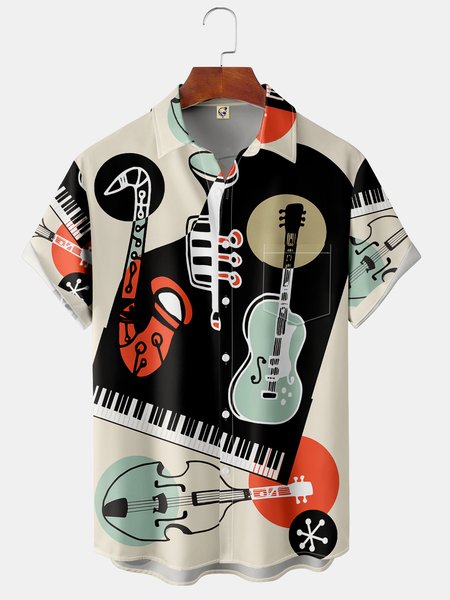 Music Instruments Chest Pocket Short Sleeve Casual Shirt, Off white, Men Shirts
Music Instruments Chest Pocket Short Sleeve Casual Shirt, Off white, Men Shirts